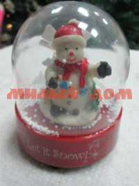 Сувенир Санта в стекл шаре со снегом маленьк музык №3285