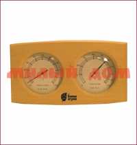 Термометр для бани и сауны 16*14*3см Банная станция деревянный корпус с гидрометром 18022