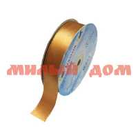 Лента атласная GAMMA AL-25M двустор металл нить 25мм 33*2м 122 кофейный-золото