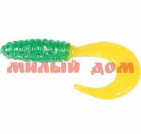 Твистер MANNS 5см зеленый металл/желтый хвост 2AG-15-20 сп=20шт/цена за штуку/спайками