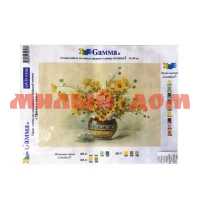 Канва/ткань 30*39см с рисунком для вышивания лентами OVB-0106 Цветы в вазе