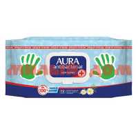 Салфетки влажные AURA Derma Protect 72шт Антибактериальные ромашка с крышкой ш.к 0681