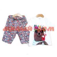 Комплект детский (футболка шорты) Пляжный медведь КД77-К р 92