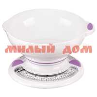 Весы кухонные мех DELTA КСА-103 3кг белый с фиолетовым 4188