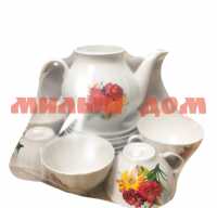 Чайный набор 13пр Ажур Цветы с чайником