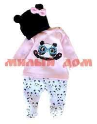 Комплект детский (рубашка ползунки шапка) Панды КД137-И розовый р 62