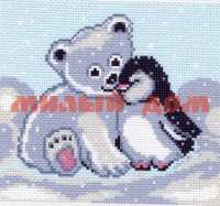 Канва/ткань МАТРЕНИН ПОСАД №01 16*20см с рисунком 0126-1 Мишка и пингвин