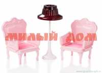 Игра Мебель для куклы Кресла со столиком роз С-1394