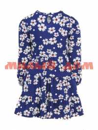 Платье детское ИВАШКА интерлок ПЛ-261 Джульетта серый белые цветы на т синем р64,116