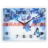 Часы настенные 21ВЕК 25,5*20*4,5см Фиолетовые орхидеи и бабочки 2026-1120