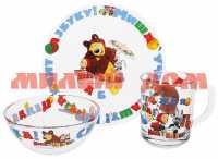 Детский набор для завтрака 3пр Маша и Медведь Азбука MBCS3-3 ш.к.5640