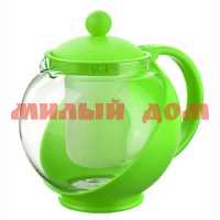 Чайник заварочный 1,25л Комби зеленый стекло с пластик ситом 359-547