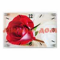 Часы настенные 21ВЕК 33*23см Красная роза 2030-07
