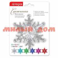 Сувенир Снежинка светодиод Vegas 9,5*9,5см на присоске меняет цвет с батарейкой 55055