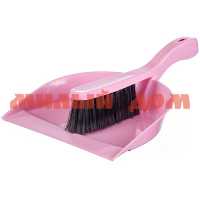 Набор для уборки щетка-сметка совок для мусора ИДЕАЛ розовый М5171