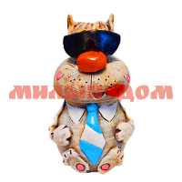 Фигура садовая Кот в очках и галстуке забавный 17см F146