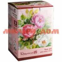 Чайный набор 13пр 220мл ROSARIO Розовые розы на металл подставке Ф5-021К/13