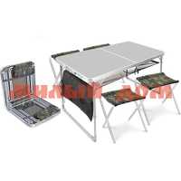 Комплект мебели стол 4 стула пластик ССТ-К3/1 металлик-хант