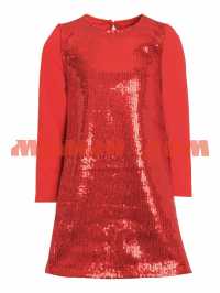 Платье детское ИВАШКА футер петля пайетки ПЛ-297 Дженифер красный р 64,122