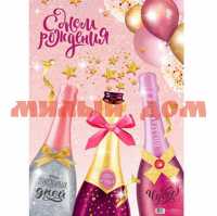 Плакат С днем рождения розовое вино 3469266