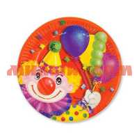 Тарелка бумаж 17см 6шт Клоун с шарами 1502-0462