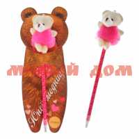 Ручка подарочная Юной моднице фигурная медведь на подложке 2380862