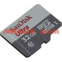 Флешка micro SDHC SanDisk 32GB Class10 UHS-I Ultra Android без адаптера SDSQUNS-032G-GN3MN ш.к 6165