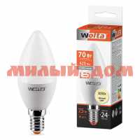 Лампа светодиод Е14 7,5Вт свеча WOLTA 3000К 25YC7.5E14 ш.к.3802 теплый свет