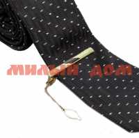 Зажим для галстука Классический погоны с эмалью чёрный в золоте 1436842