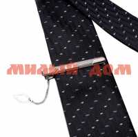 Зажим для галстука Классический резьба галкой серебряный 1532820