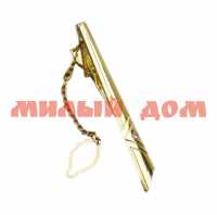 Зажим для галстука Классический стрела белый в золоте 1618042