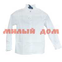 Блуза школьная ворот стойка рюши на воротнике и манжетах белый 80088 р 122