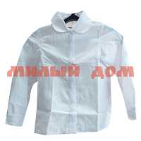 Блуза школьная кружево на планке и манжетах белый 80108 р 146