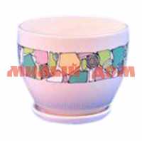 Горшок для цветов керамика Каштан 5 с поддоном мозаика роз 580804