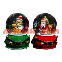 Сувенир Водяной шар Дед Мороз/Снеговик с поясом 4291924