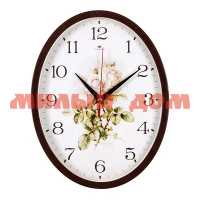Часы настенные РУБИН 22,5*29см Ретро цветы коричневый 2720-111