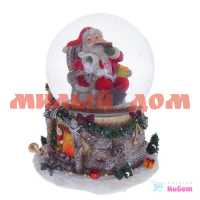 Новогодний сувенир Фигурка в стекл шаре Дед Мороз с подсветкой муз, движ 743532