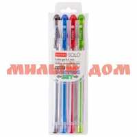 Ручка гел набор 04цв Hatber Solo ColorGel 0,5мм в пластиковом пенале с европодвесом SP_060751 36шт