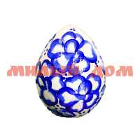 Сувенир пасхальный Яйцо расписное Голубое с белым 7 см 4177013