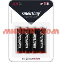 Батарейка пальчик SMARTBUY R6/4B SBBZ-2A04B ш.к 7567 на листе 4шт/цена за лист