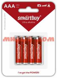 Батарейка мизинч SMARTBUY LR03/4B SBBA-3A04B ш.к 7536 на листе 4шт/цена за лист