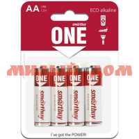 Батарейка пальчик SMARTBUY One LR6/4B SOBA-2A04B-Eco ш.к 7297 на листе 4шт/цена за лист