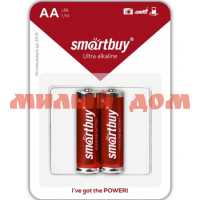 Батарейка пальчик SMARTBUY LR6/2B SBBA-2A02B ш.к 7512 на листе 2шт/цена за лист