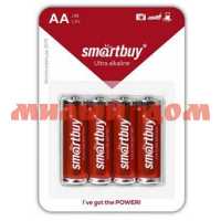 Батарейка пальчик SMARTBUY LR6/4B SBBA-2A04B ш.к 7505 на листе 4шт/цена за лист
