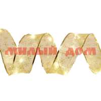 Гирлянда 2м лента декоративная Снежинки золото подсветка теплый белый 185-0261
