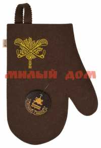 Рукавица для бани БАННЫЕ ШТУЧКИ коричневая с вышитым логотипом 41420