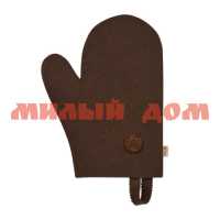 Рукавица для бани БАННЫЕ ШТУЧКИ коричневая с деревянным логотипом 41421