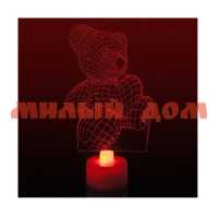 Светильник 3D-Мишка мал LED на батарейках 615-0436