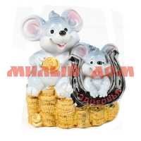 Копилка Мышь с мышонком на монетах 703-00068