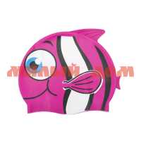 Шапочка для плавания детск силикон YS Рыбка розовая ш.к.2233